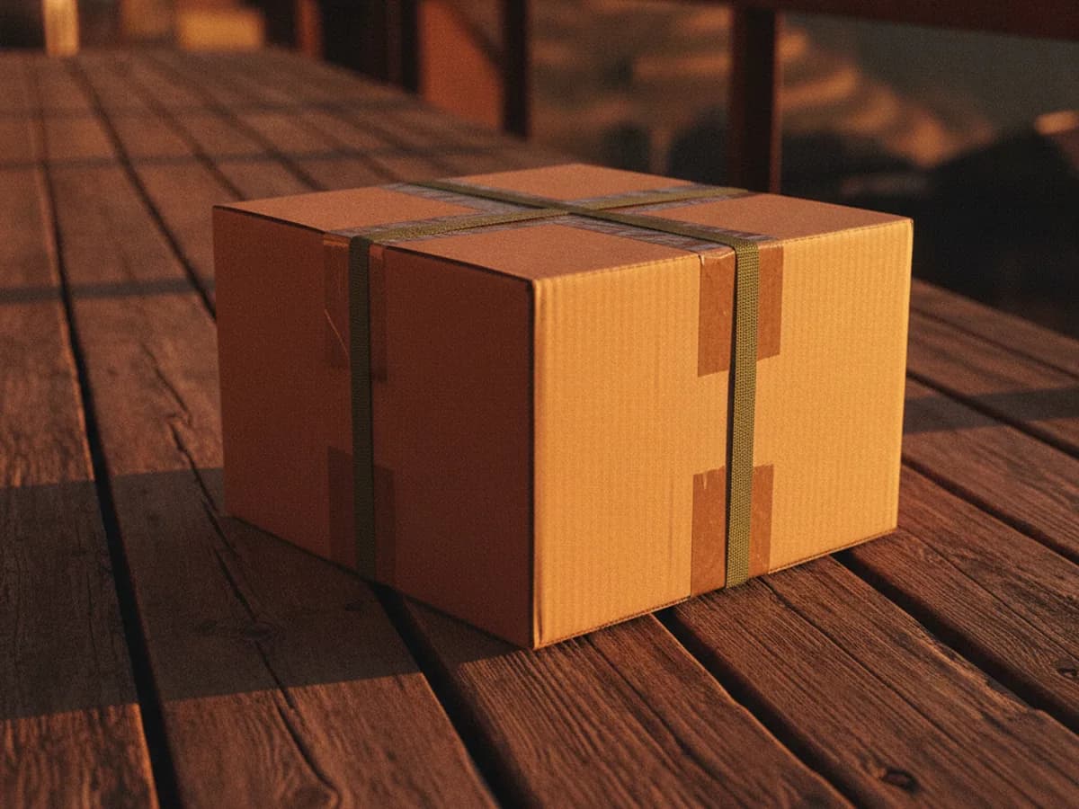 Versandbereites Paket auf Verladerampe